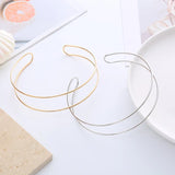 Punk Silver Torques Chokers Set Women Double Metal Line Necklaces