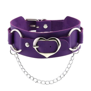 Punk Goth Purple PU Leather Choker Necklace For Women