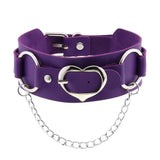 Punk Goth Purple PU Leather Choker Necklace For Women