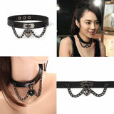 Punk Gothic PU Leather Choker Chain Heart Collar Necklace