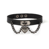 Punk Gothic PU Leather Choker Chain Heart Collar Necklace