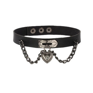 Punk Gothic PU Leather Choker Chain Heart Collar Necklace
