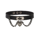 Punk Gothic PU Leather Choker Chain Heart Collar Necklace