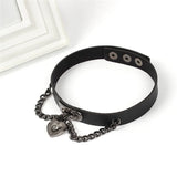Punk Gothic PU Leather Choker Chain Heart Collar Necklace