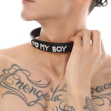 Punk Gothic PU Leather Choker Rhinestone Letter Collar Costume Jewelry