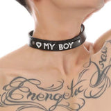 Punk Gothic PU Leather Choker Rhinestone Letter Collar Costume Jewelry