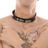 Punk Gothic PU Leather Choker Rhinestone Letter Collar Costume Jewelry