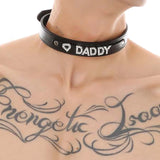 Punk Gothic PU Leather Choker Rhinestone Letter Collar Costume Jewelry