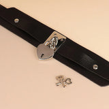Gothic Punk Double Padlock Metal Leather Collar Necklace Set