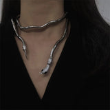 Silver Snake Punk Hip Hop Necklace for Women