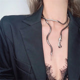 Silver Snake Punk Hip Hop Necklace for Women