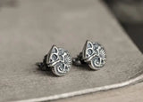 Punk Sterling Silver Chameleon Skeleton Stud Earrings