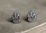 Punk Sterling Silver Chameleon Skeleton Stud Earrings