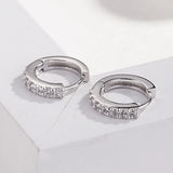 Punk Rock Jewelry 925 Silver Hoop Earrings Unisex Rhinestone Hook Ear Circle