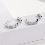 Punk Rock Jewelry 925 Silver Hoop Earrings Unisex Rhinestone Hook Ear Circle
