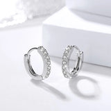 Punk Rock Jewelry 925 Silver Hoop Earrings Unisex Rhinestone Hook Ear Circle