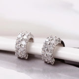 Punk Rock Rhinestone Hoop Earrings 925 Sterling Silver for Women
