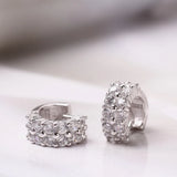 Punk Rock Rhinestone Hoop Earrings 925 Sterling Silver for Women