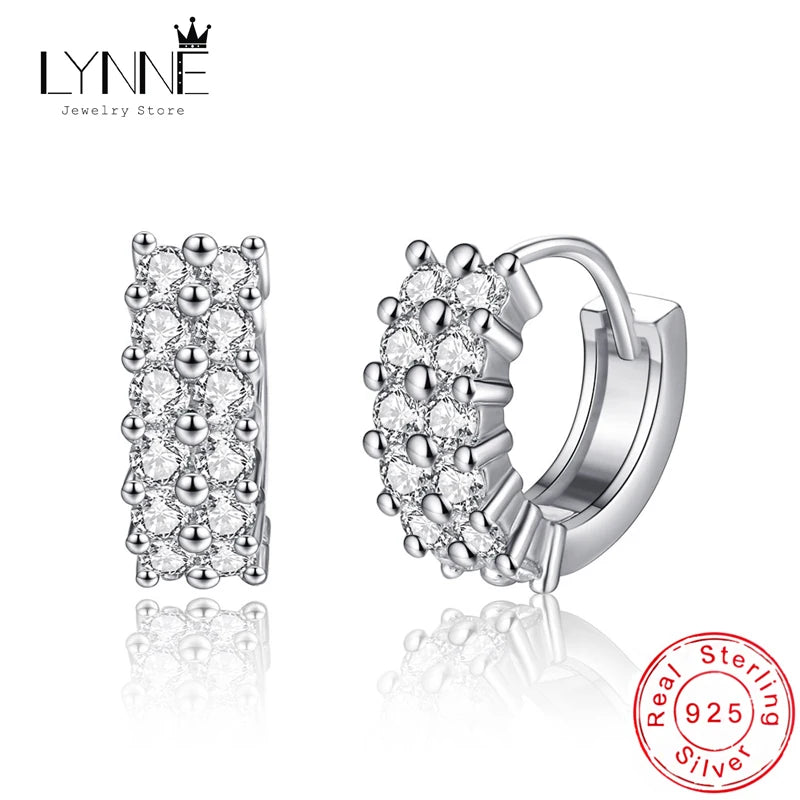Punk Rock Rhinestone Hoop Earrings 925 Sterling Silver for Women
