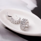 Punk Rock Rhinestone Hoop Earrings 925 Sterling Silver for Women