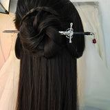 Chinese Sword Hairpin Punk Ruby Pendant Hair Sticks