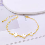 Punk Shell Square Pendants Bracelets Women DIY Copper Bangles Christmas Trinket