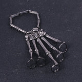Punk Skeleton Hand Bone 5-Finger Ring Bracelet Chain Halloween Unisex Gift
