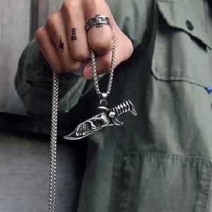 Punk Stainless Steel Chain Demon Dagger Pendant Necklace For Men