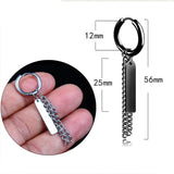 Punk Stainless Steel Chain Hoop Earrings For Men Hipster Rock Dangle Earring