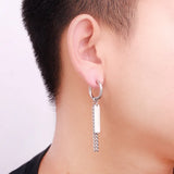 Punk Stainless Steel Chain Hoop Earrings For Men Hipster Rock Dangle Earring