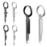 Punk Stainless Steel Chain Hoop Earrings For Men Hipster Rock Dangle Earring