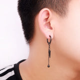 Punk Stainless Steel Chain Hoop Earrings For Men Hipster Rock Dangle Earring