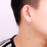 Punk Stainless Steel Chain Hoop Earrings For Men Hipster Rock Dangle Earring
