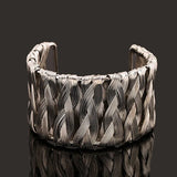 Punk Style Cuff Bangles Metal Wrap Weaving Silver Bracelet Costume Jewellery