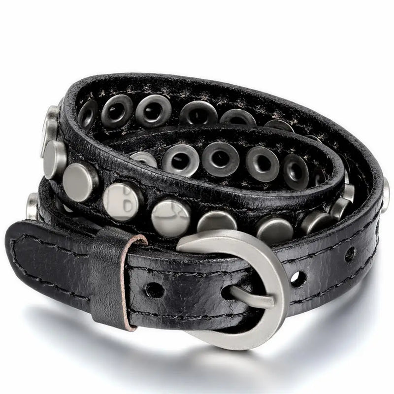 Punk Style Multilayer Leather Bracelet for Men