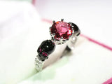 Punk Style Silver Skull Rings Green Red Purple Cz Zircon Rings