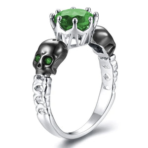 Punk Style Silver Skull Rings Green Red Purple Cz Zircon Rings