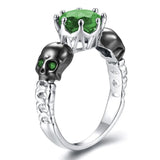 Punk Style Silver Skull Rings Green Red Purple Cz Zircon Rings