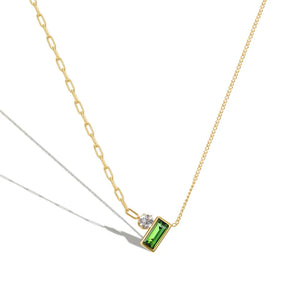 Punk Chain Choker Necklace Green CZ Women Jewelry