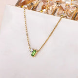 Punk Chain Choker Necklace Green CZ Women Jewelry