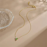 Punk Chain Choker Necklace Green CZ Women Jewelry