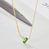 Punk Tiny Chain Choker Necklace Green CZ Female Jewelry