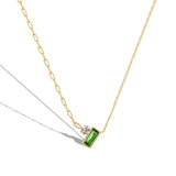 Punk Tiny Chain Choker Necklace Green CZ Female Jewelry
