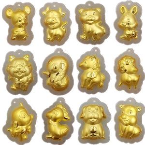 24k Yellow Pendant 25x18mm Chinese Zodiac Nephrite Jade Charm