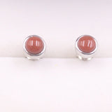 925 Sterling Silver SouthRedAgate Bead Stud Earrings