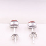925 Silver Earrings 14x6mm SouthRedAgate Square Bead Stud Earrings
