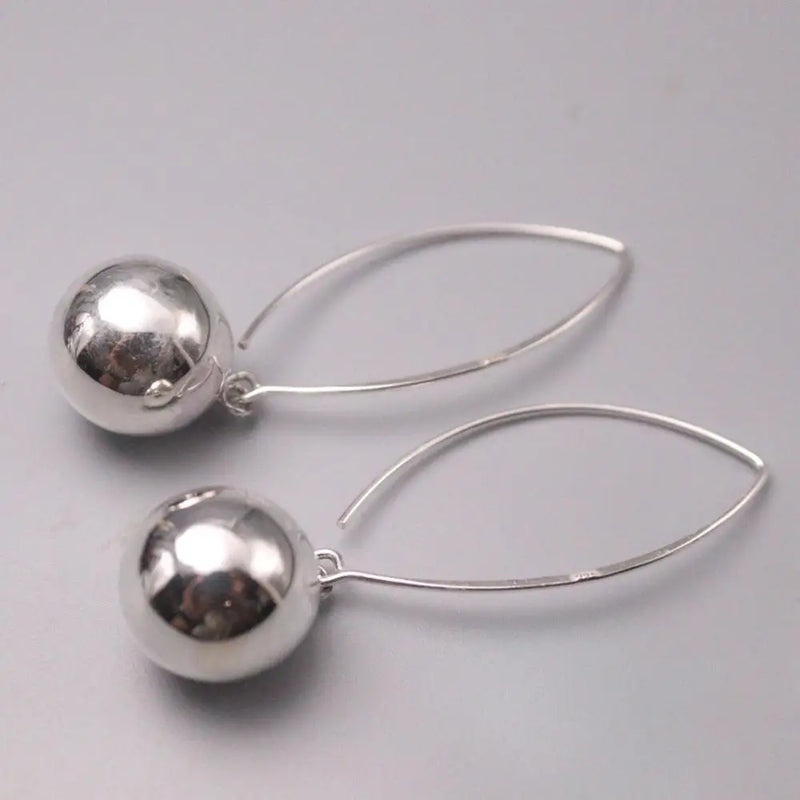 925 Sterling Silver Earrings Smooth Ball Ear Hook