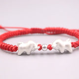Pure 999 Fine Silver Bracelet 10mm Double Cattle Chase Bead Hand-Woven