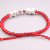 Pure 999 Fine Silver Bracelet 10mm Double Cattle Chase Bead Hand-Woven