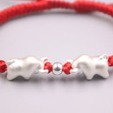 Pure 999 Fine Silver Bracelet 10mm Double Cattle Chase Bead Hand-Woven